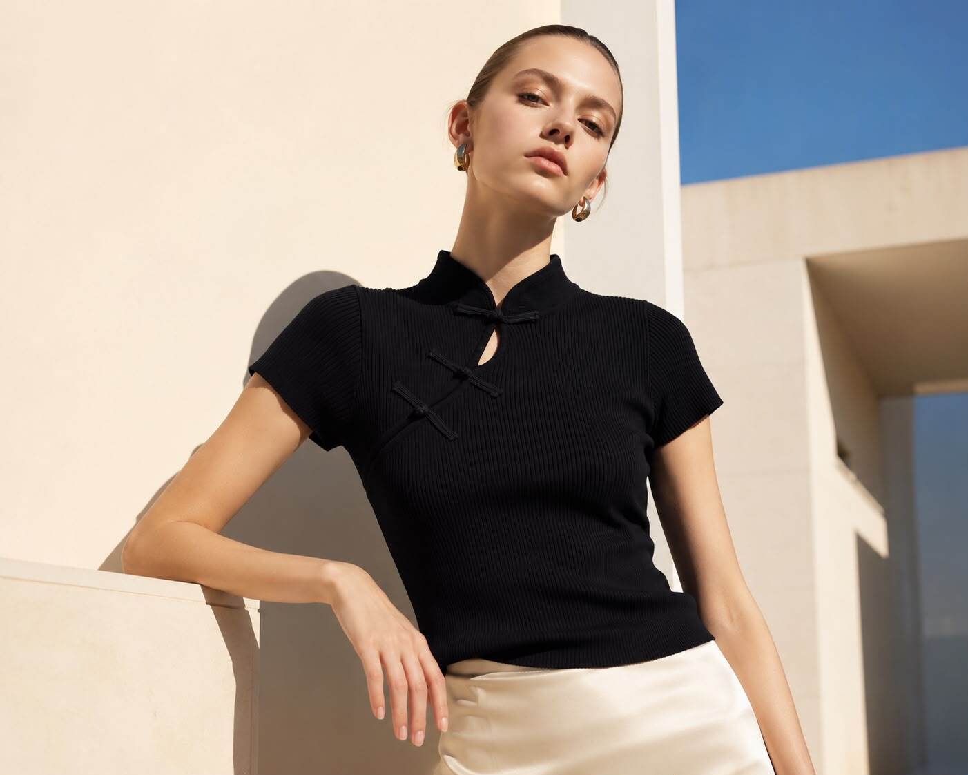 Mayorista MYRACLEX - Top a rayas con cierre de botones chinos.