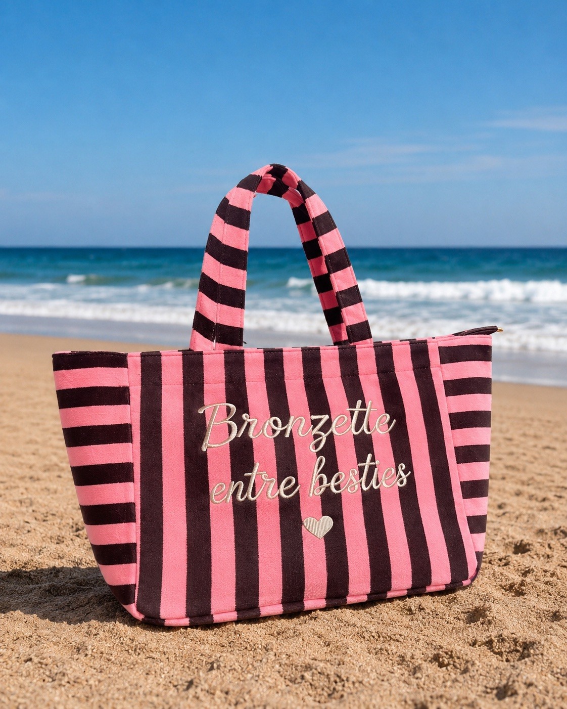Grossiste Nacrélia - Sac de Plage Rayures BRONZETTE ENTRE BESTIES