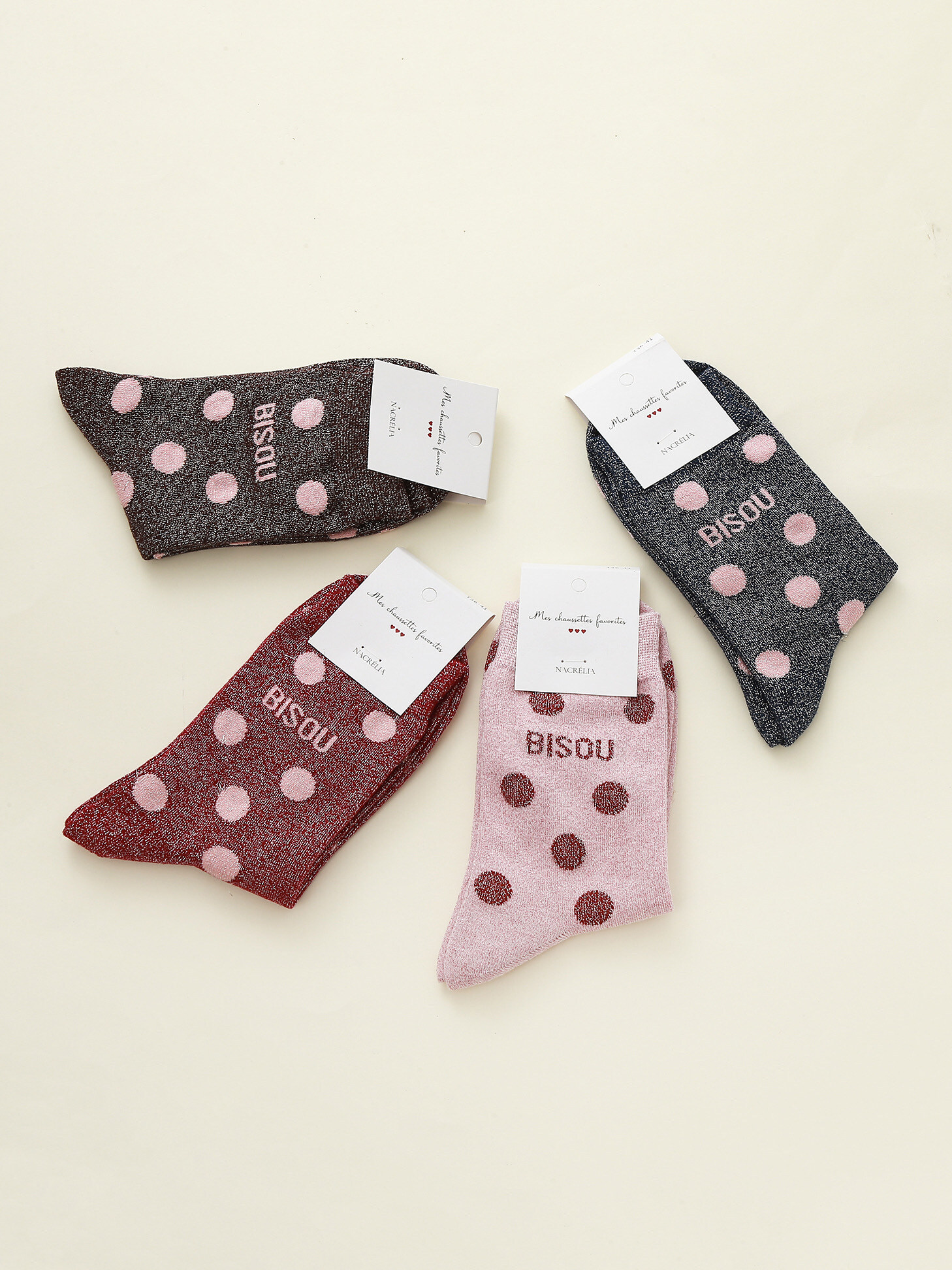 Grossiste Nacrélia - Chaussettes BISOU à PETIT POIS