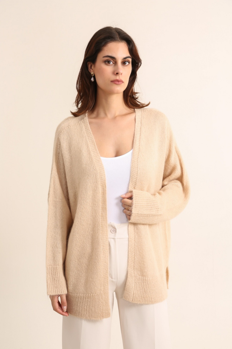 Wholesaler NAÏS - MID-LENGTH RIBBED CARDIGAN IN KID MOHAIR