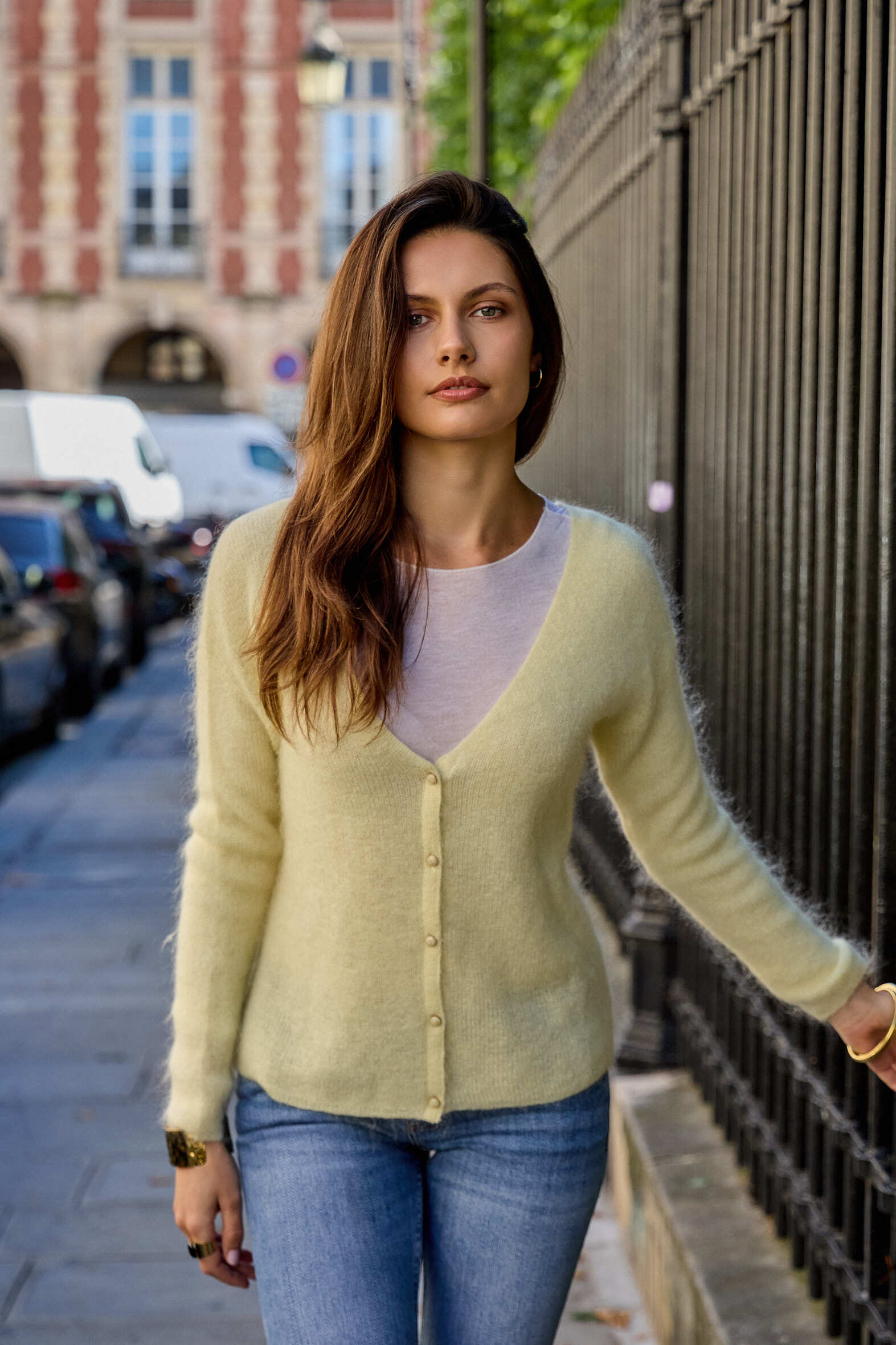Grossiste NAÏS - Cardigan boutonné col V en kid mohair et laine