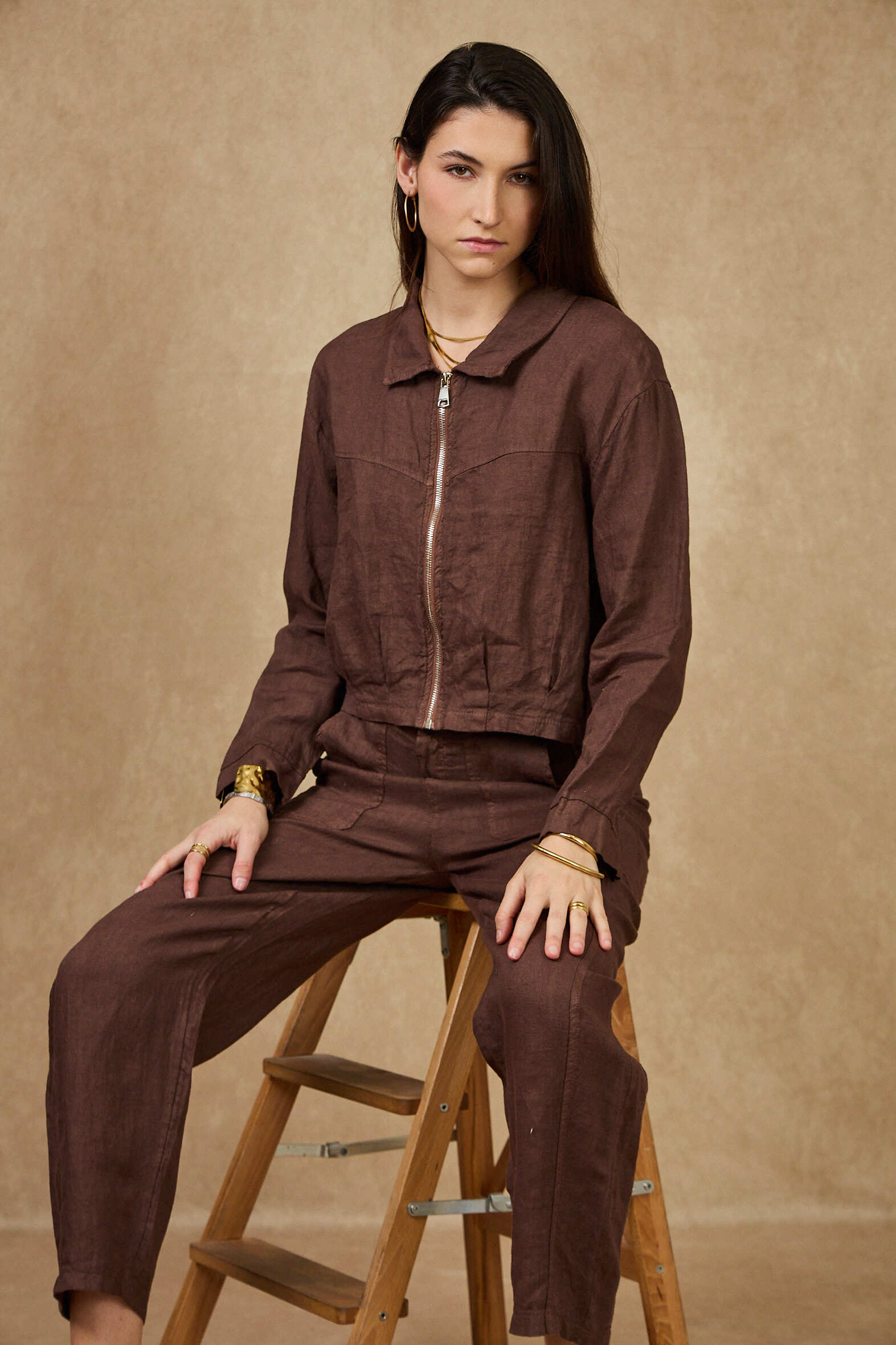Grossiste NAÏS - Veste façon bomber avec fermeture éclair 100% lin