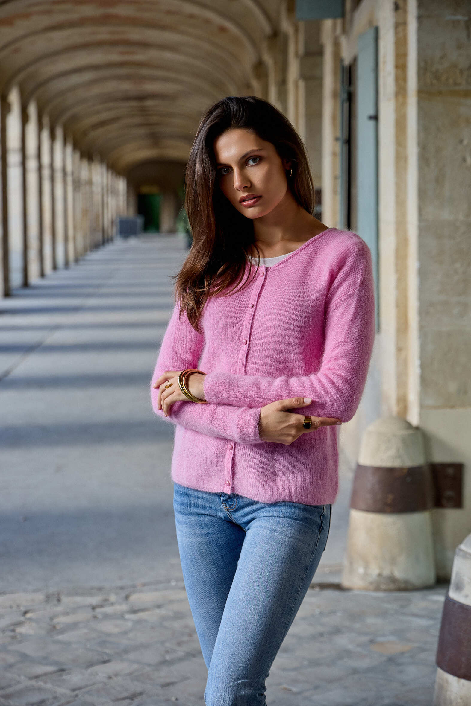 Grossiste NAÏS - Cardigan boutonné col rond en kid mohair et laine