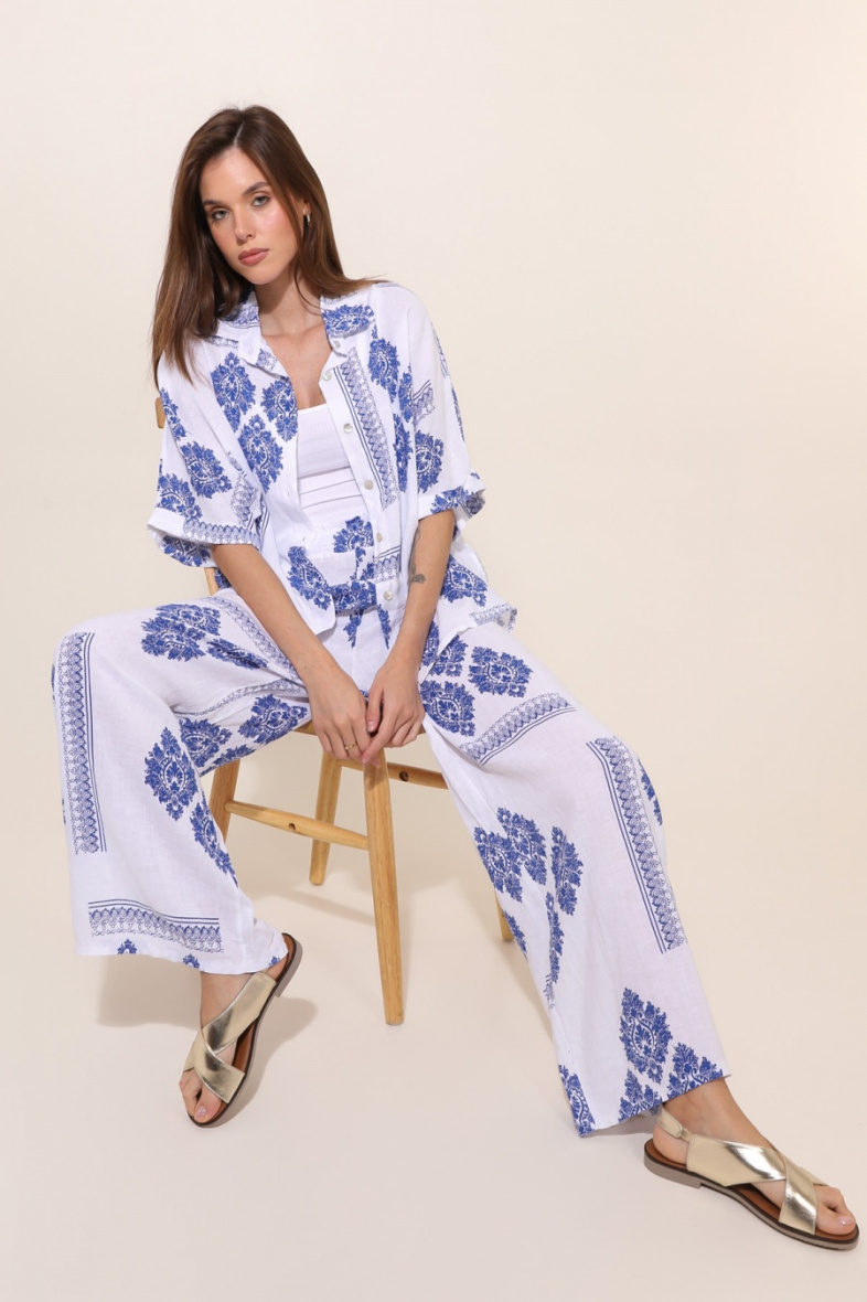 Grossista NAÏS - Pantaloni di stampe elastiche con dimensioni di lino viscosa