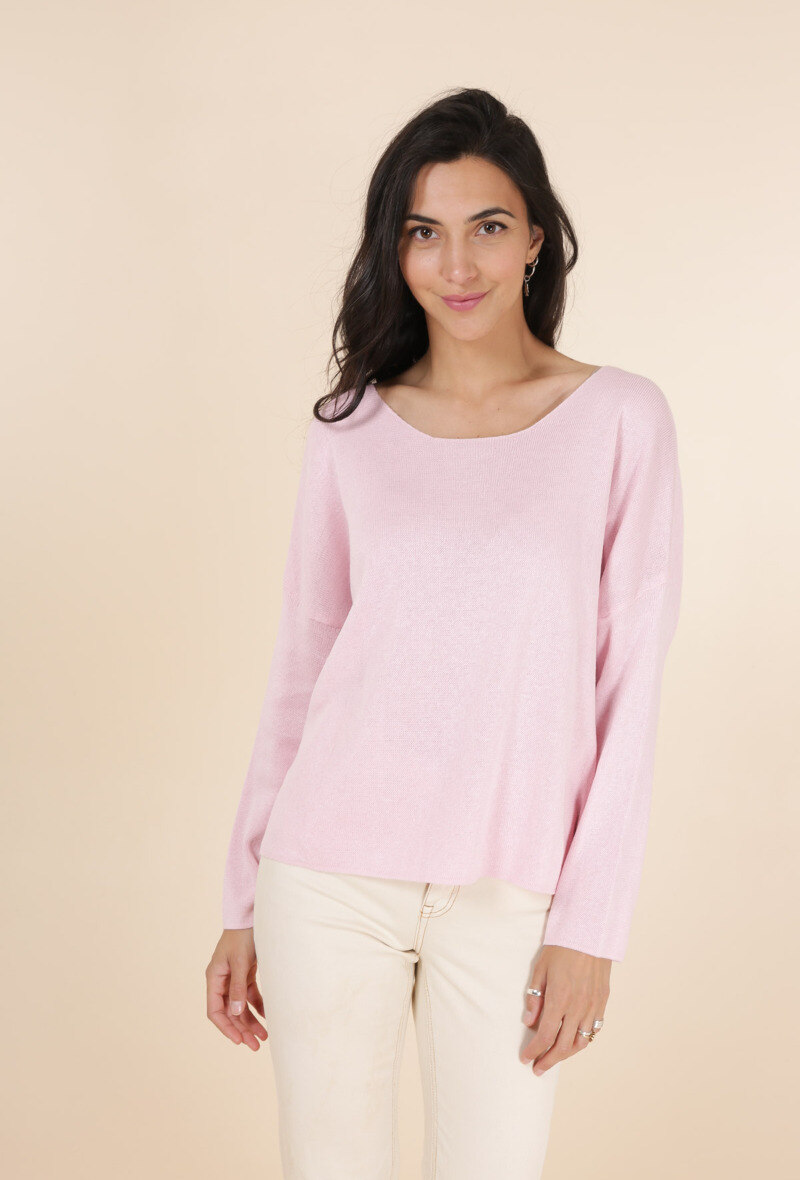 Grossista NAÏS - Maglione a collo rotondo corto, cotone 100%
