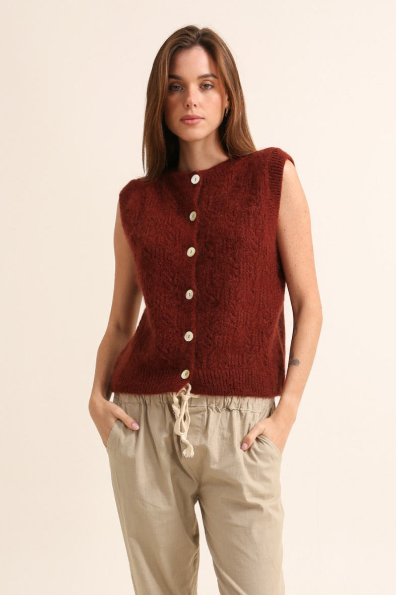 Wholesaler NAÏS - SLEEVELESS REVERSIBLE OPENWEAR MOHAIR WOOL SWEATER