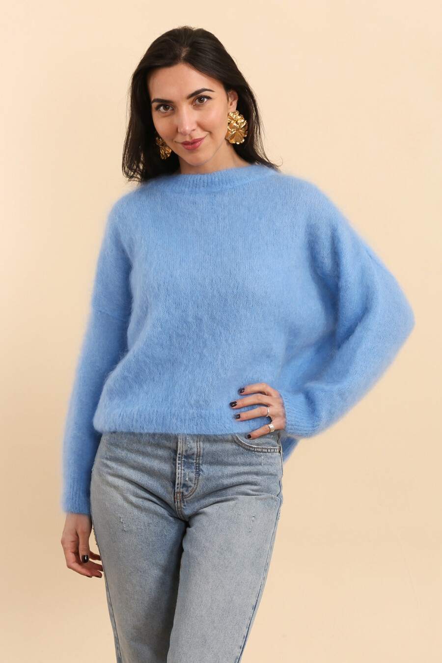 Wholesaler NAÏS - ROUND NECK SWEATER IN 74% KID MOHAIR