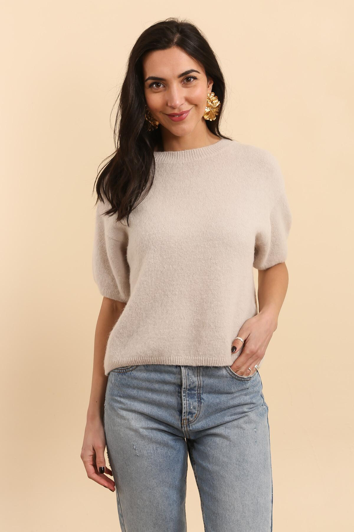 Grossiste NAÏS - PULL COL ROND MANCHES COURTES EN ALPAGA SUPERFINE