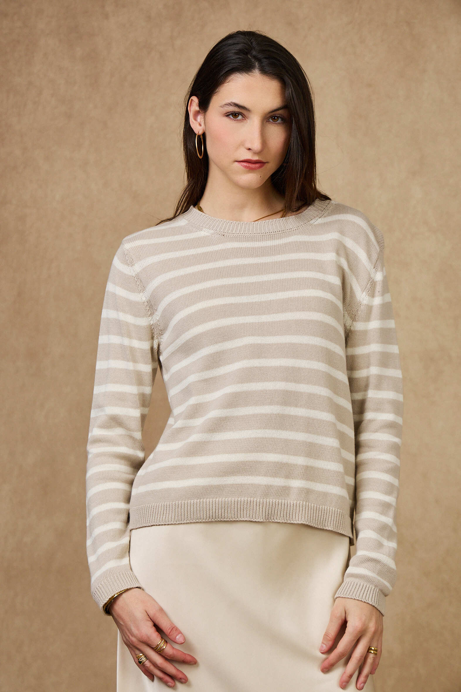 Grossiste NAÏS - Pull col rond à rayures 100% coton