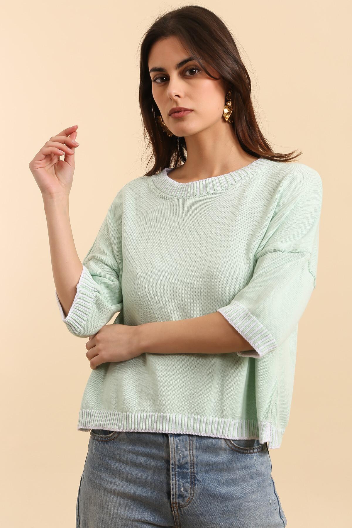 Grossiste NAÏS - PULL COL ROND MANCHES COURTES EN 100% COTON