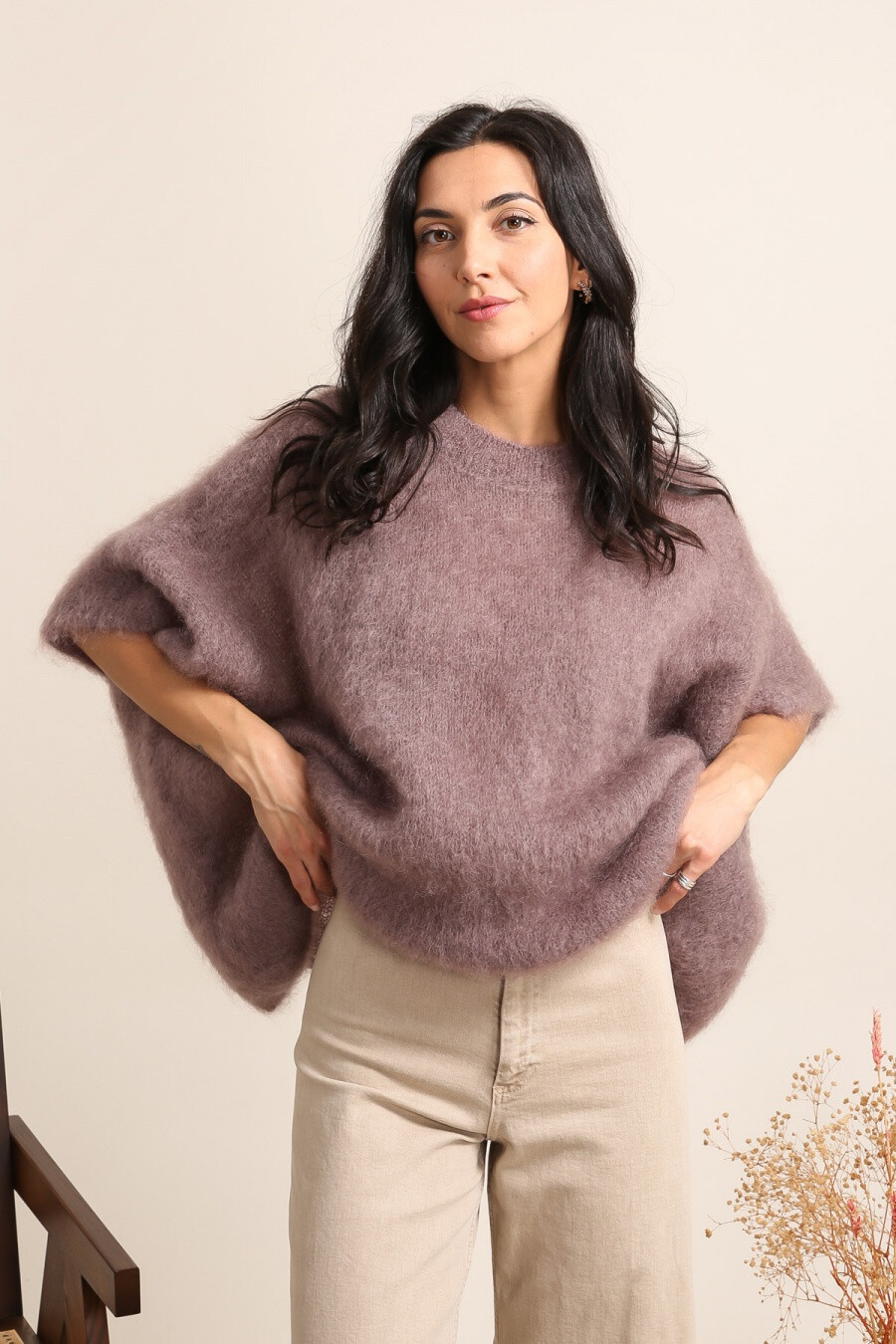 Großhändler NAÏS - PONCHOPULLOVER MIT RUNDHALS, 81 % KID MOHAIR