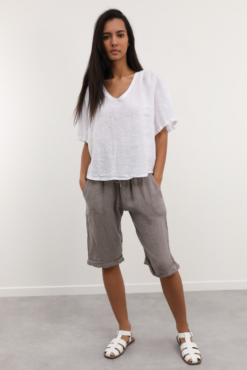 Wholesaler NAÏS - ELASTIC BERMUDA AT THE WAIST 100% LINEN