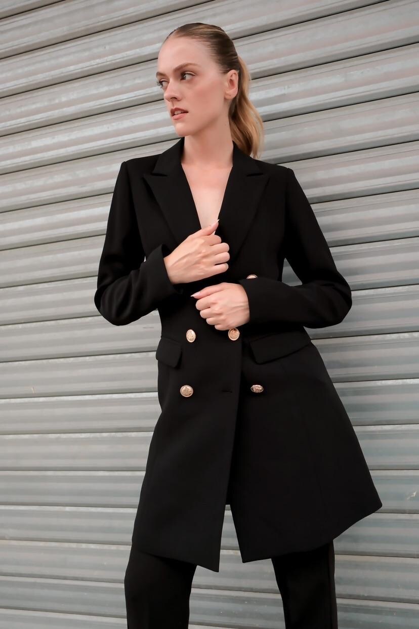 Long coat with gold buttons | Paris Fashion Shops