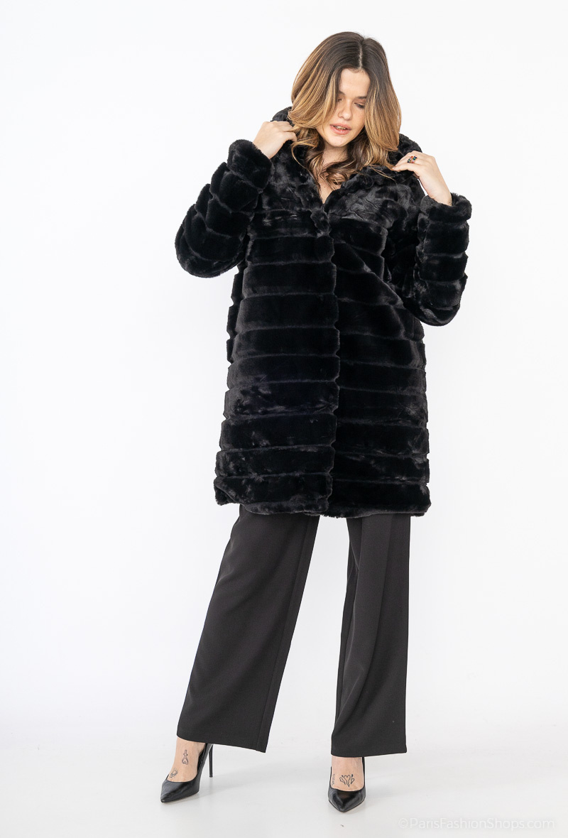 Grossista Nana Love - Cappotto con cappuccio in pelliccia