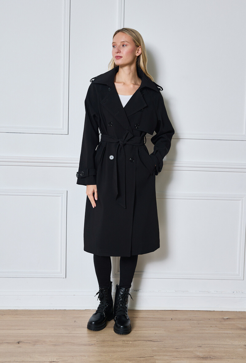 Grossista Nana Love - Cappotto nero lungo con 8 bottoni