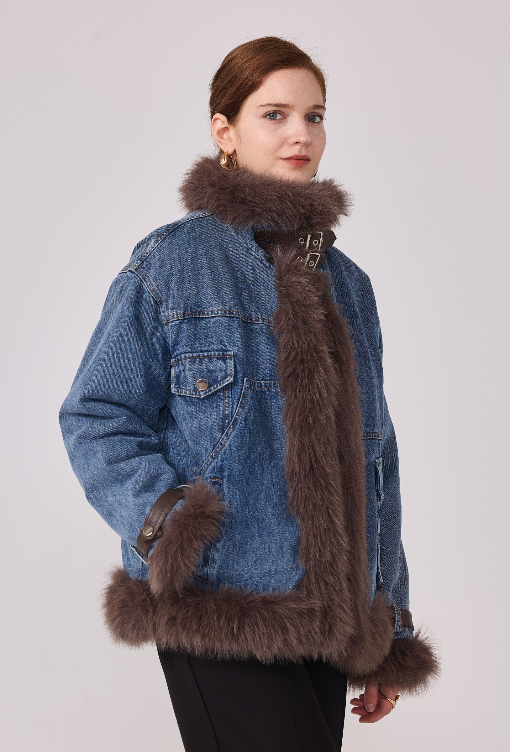 Mayorista Nana Love - Abrigo Reversible de Denim con Piel