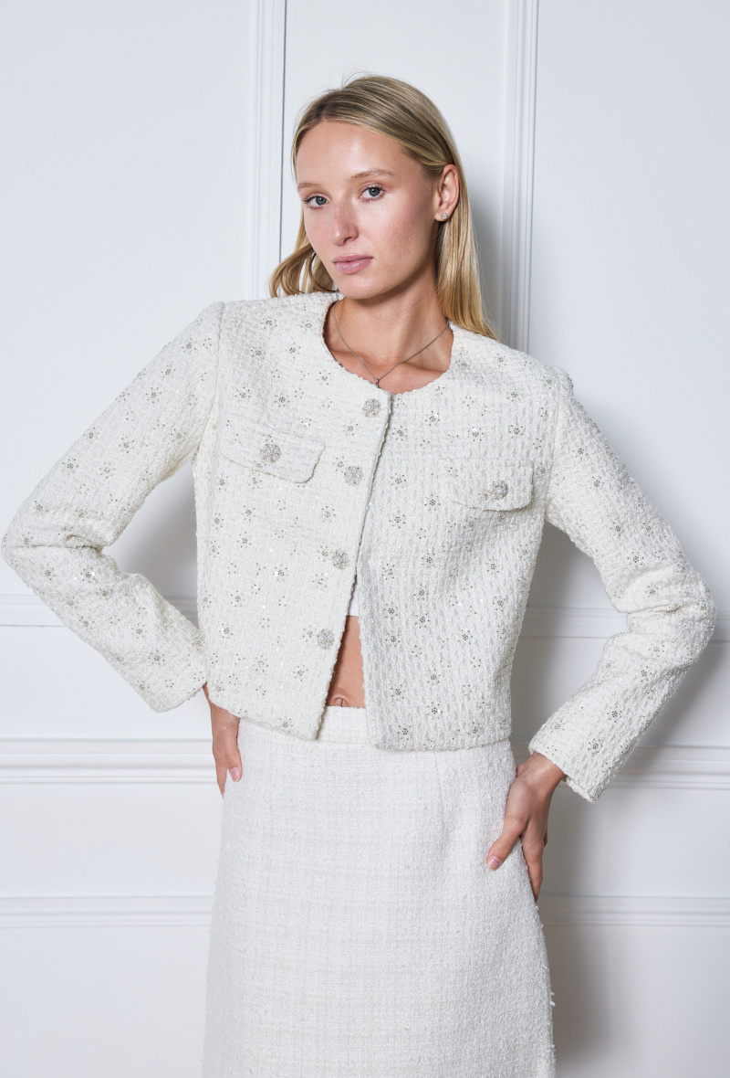 Grossista Nana Love - Giacca in tweed di lana con tasca