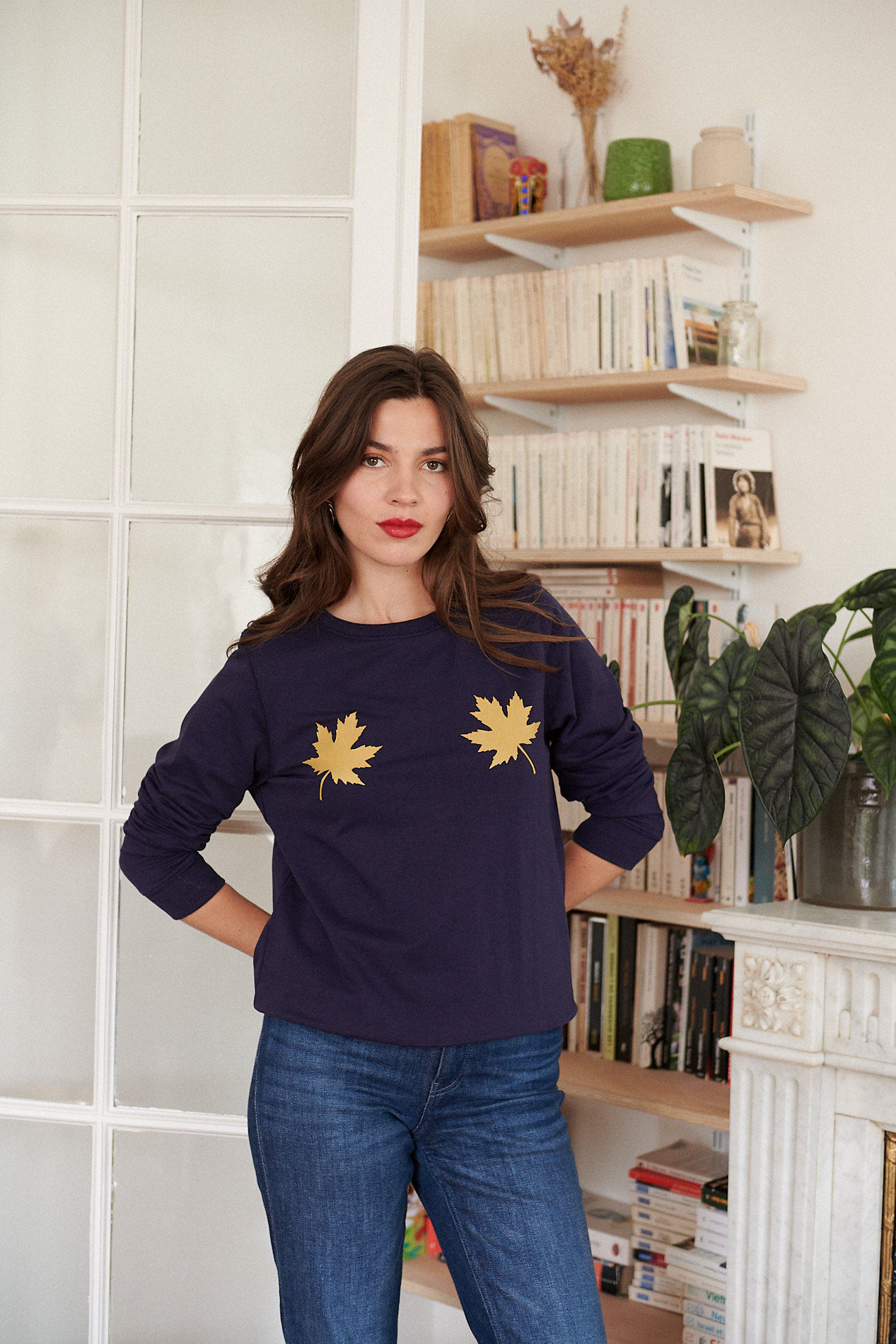 Wholesaler NATHAEL - Cotton sweatshirt with leaf print