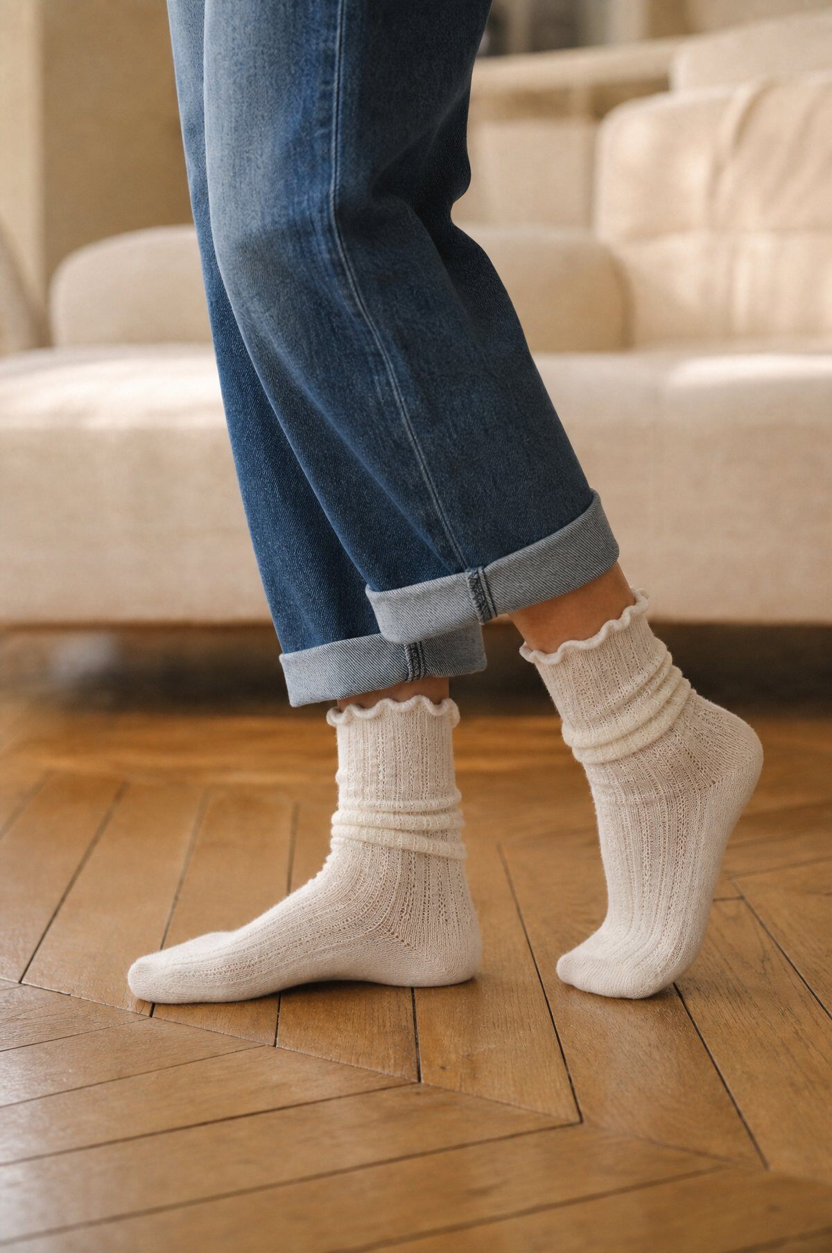 Großhändler NATHAEL - Pointelle-Wollsocken