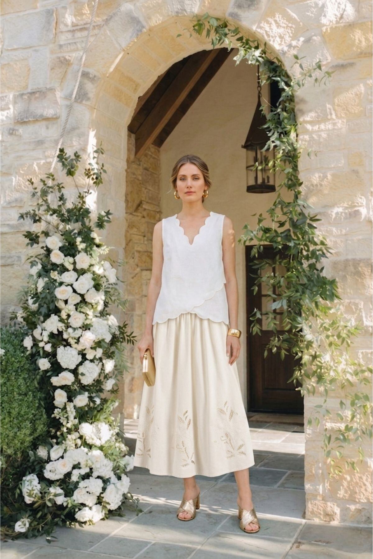 Grossiste NATHAEL - Top en coton croisé à ponts