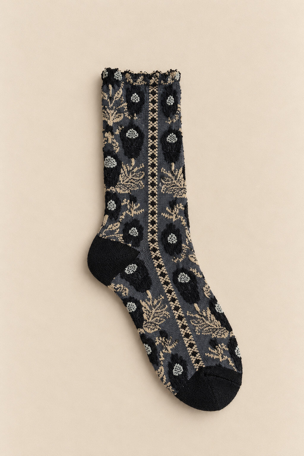 Grossiste NATHAEL - Chaussettes Coton Motif Fleuri