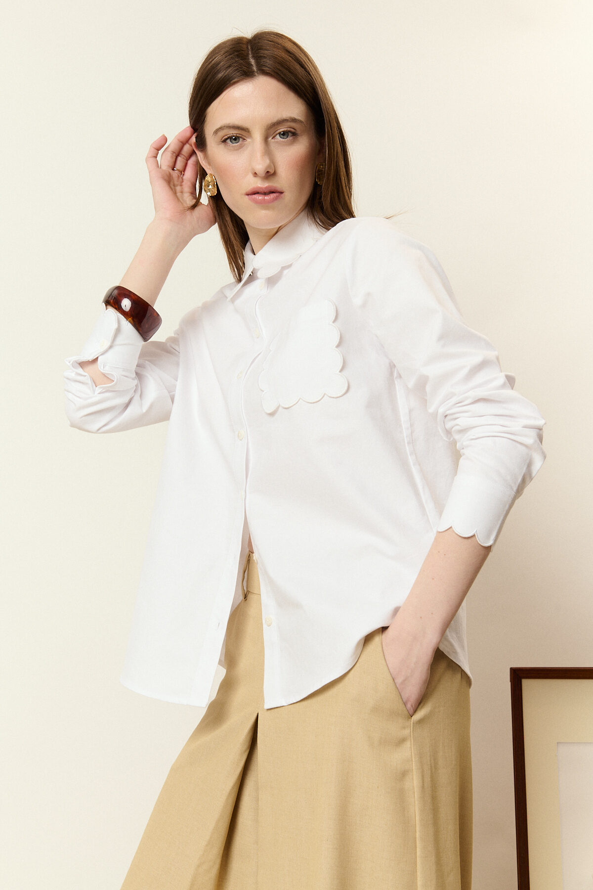 Wholesaler NATHAEL - Cotton Shirt with Scalloped Edges