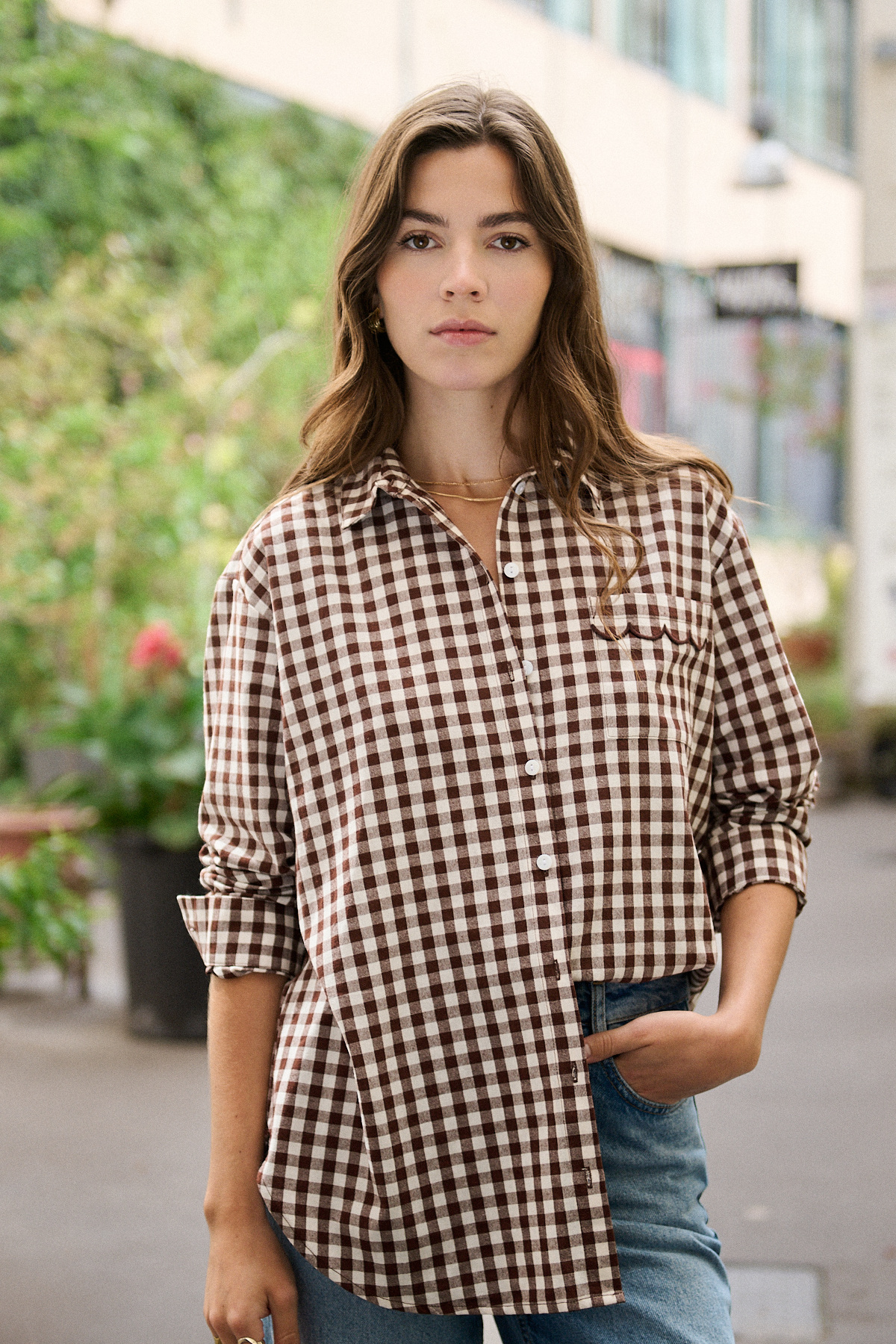Wholesaler NATHAEL - Loose-fit cotton shirt with gingham print