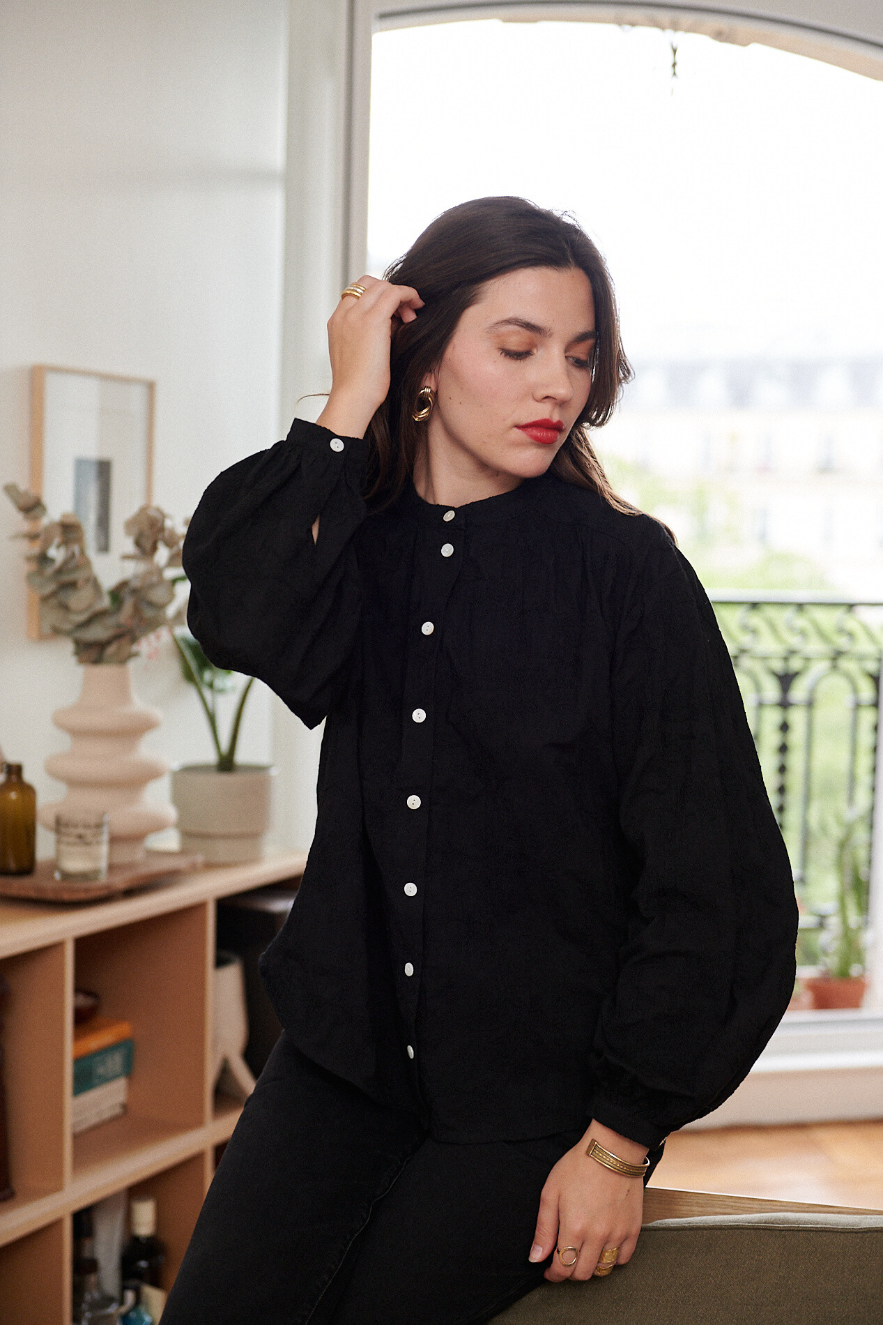 Grossiste NATHAEL - Chemise à manches longues en coton brodé