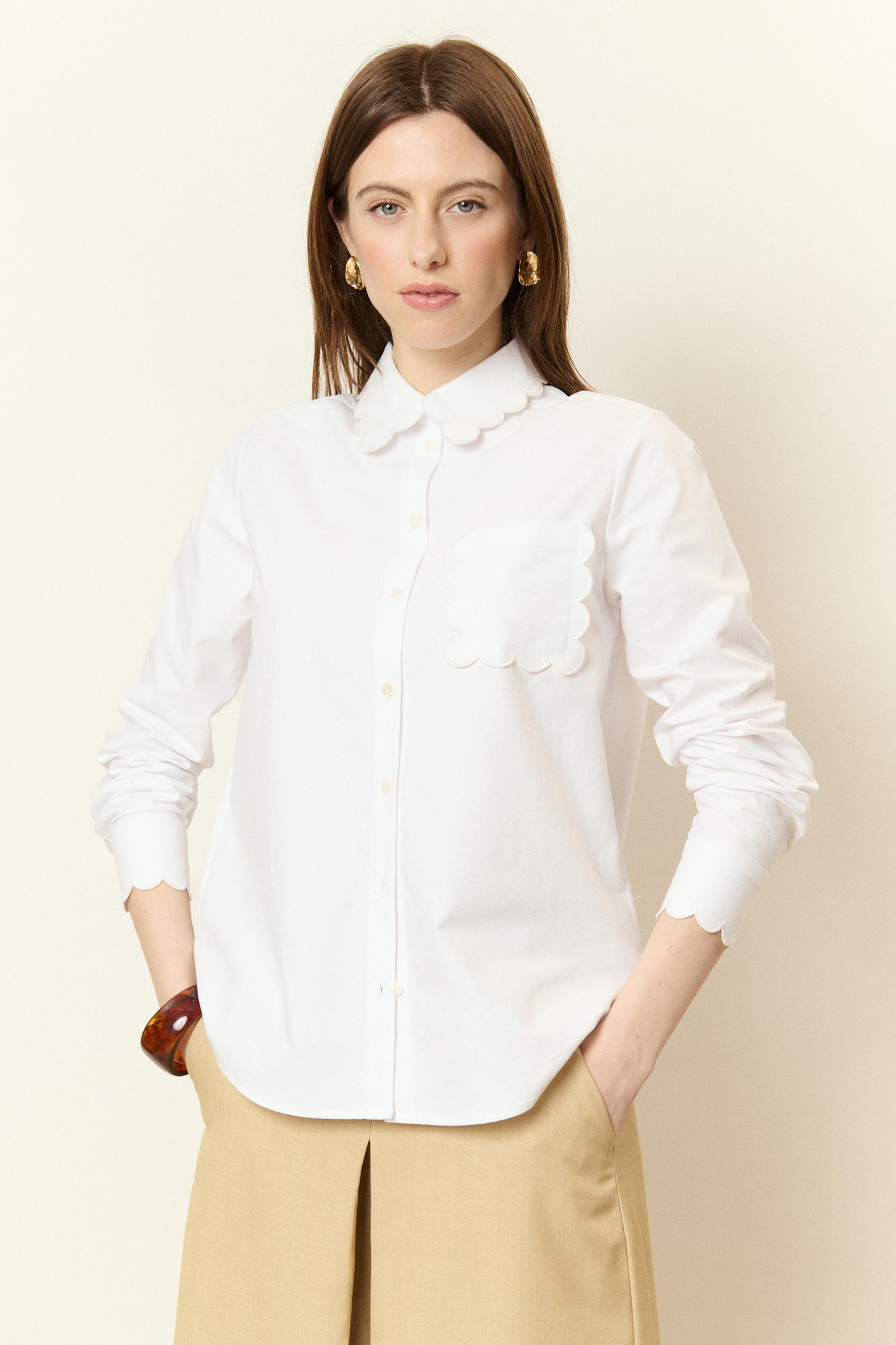 Grossista NATHAEL - Camicia in Cotone con Orli a Festoni