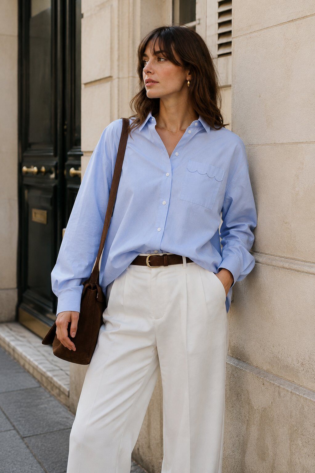 Grossiste NATHAEL - Chemise Coton Oversize Poche Festonnée