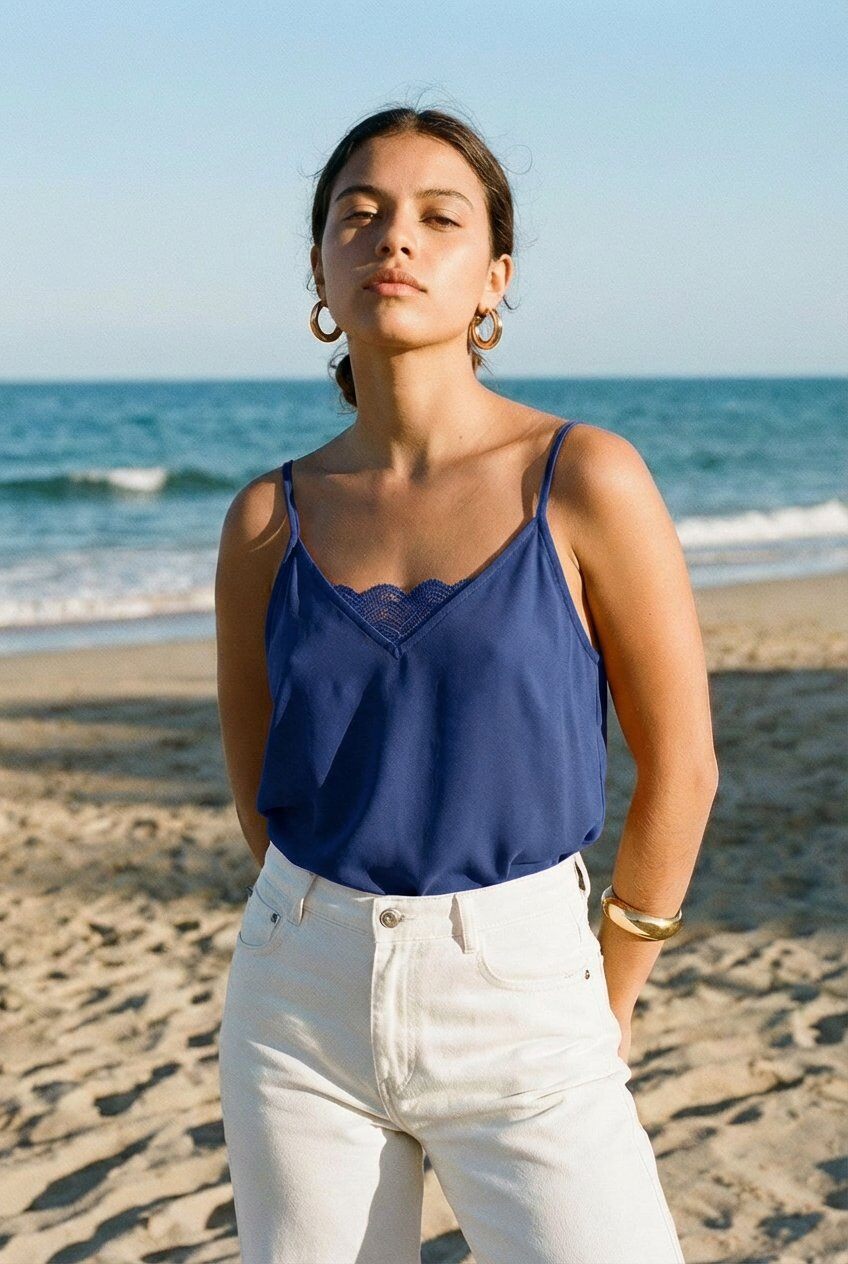 Mayorista NATHAEL - Camiseta con incrustación de encaje