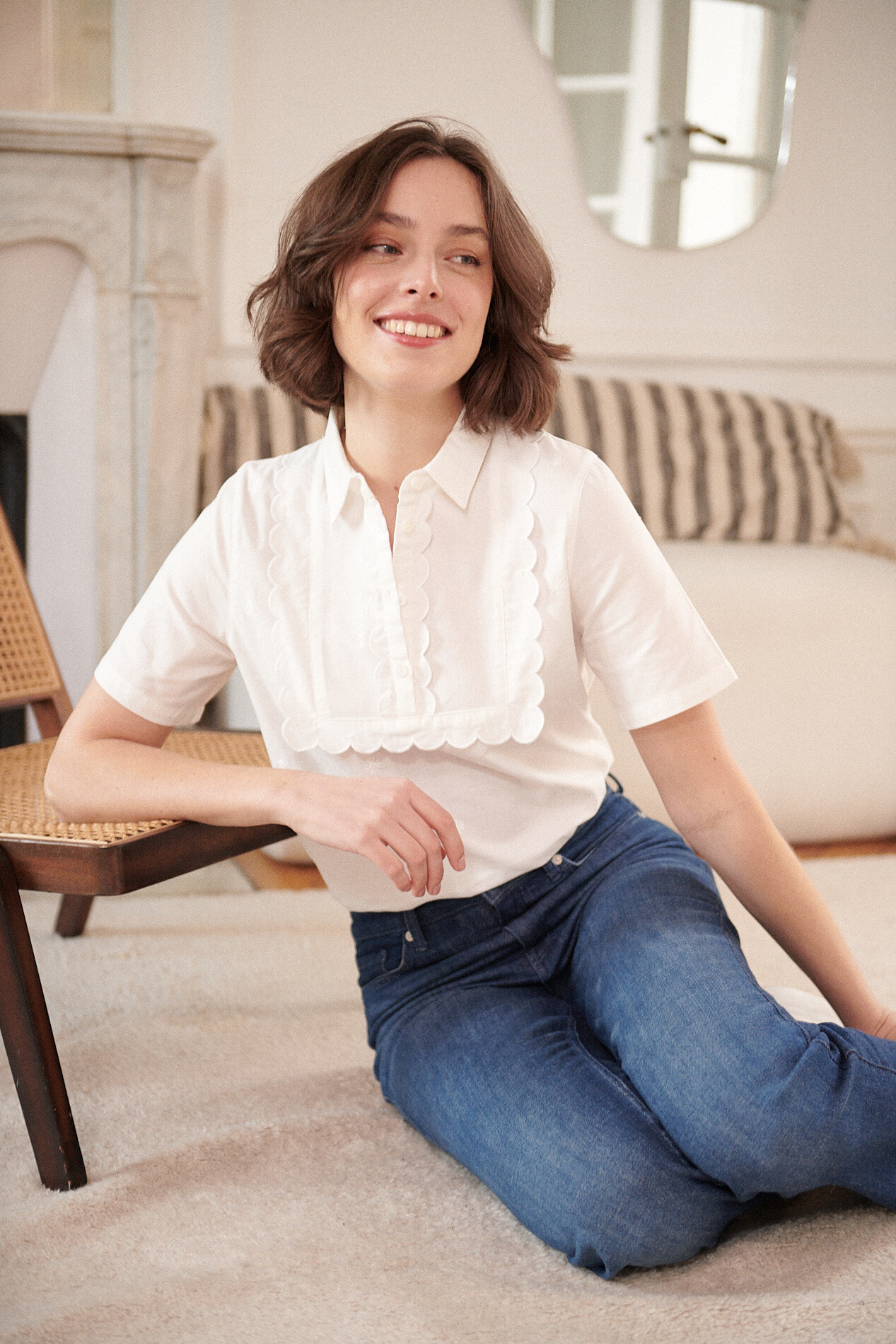Grossiste NATHAEL - Chemise à plastron brodé fleuri