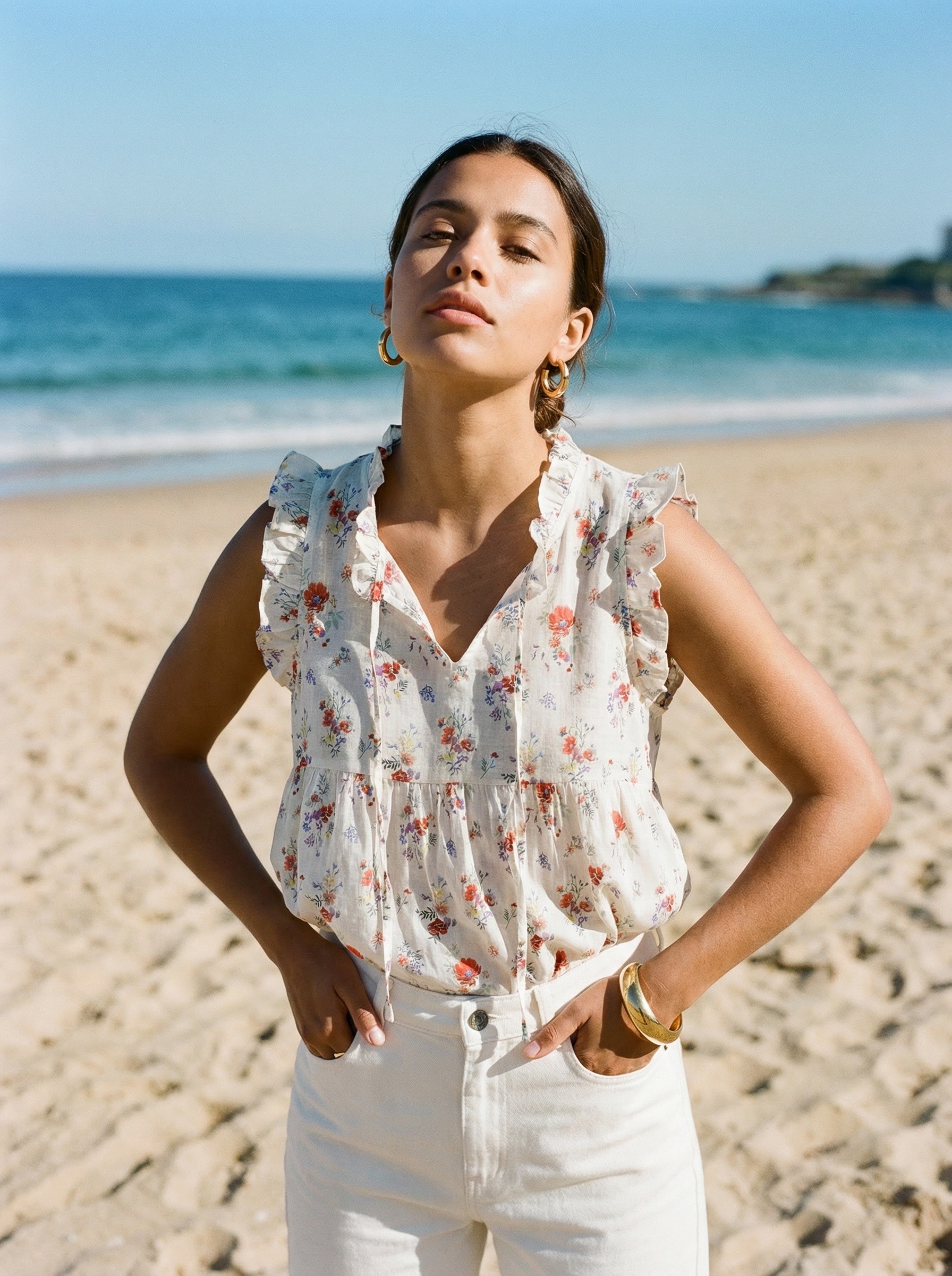 Mayorista NATHAEL - Camiseta sin mangas de algodón floral