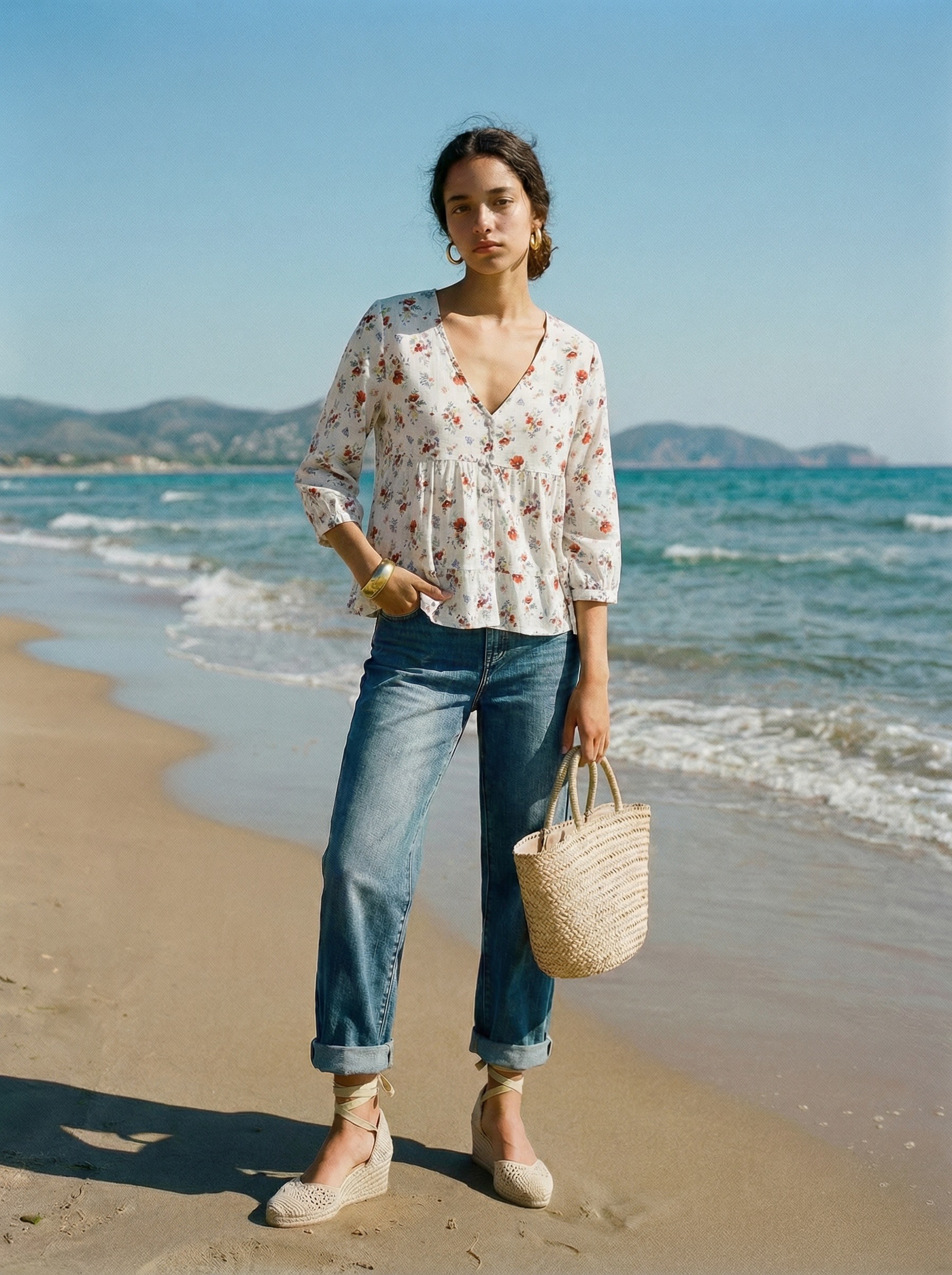 Mayorista NATHAEL - Blusa con volantes y estampado liberty