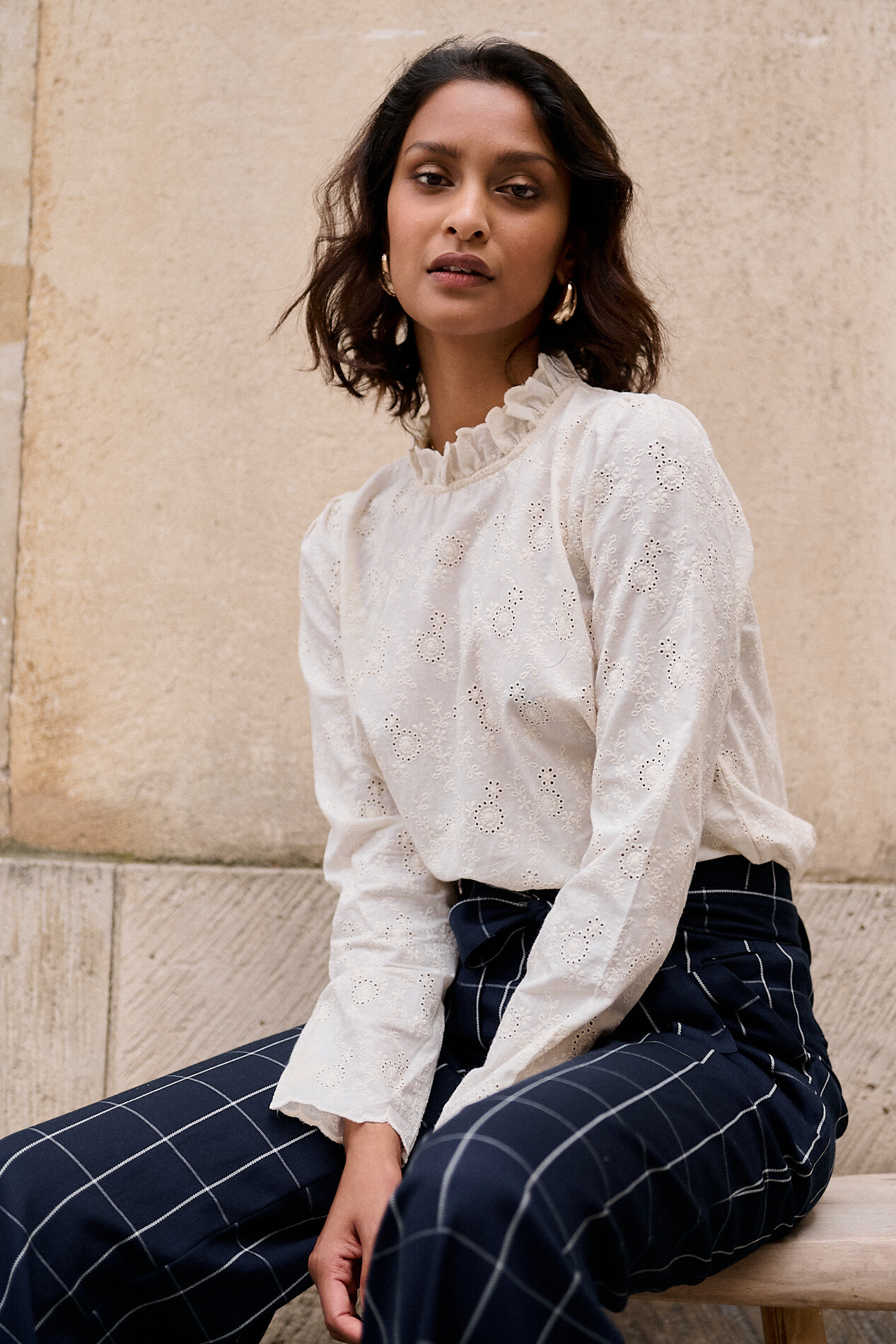 Grossiste NATHAEL - Blouse en coton brodé