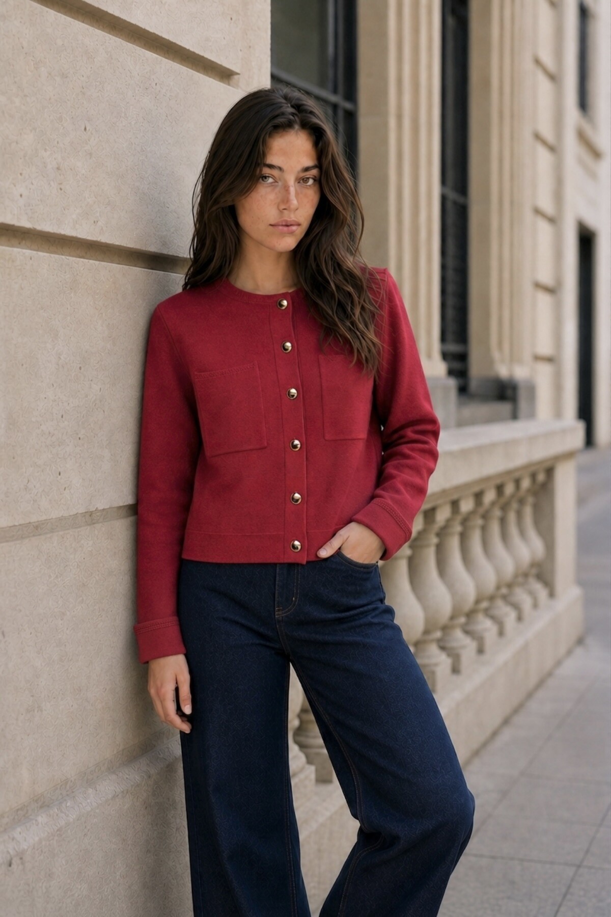 Grossiste NATHAEL - Veste Laine Finition Crochet Main