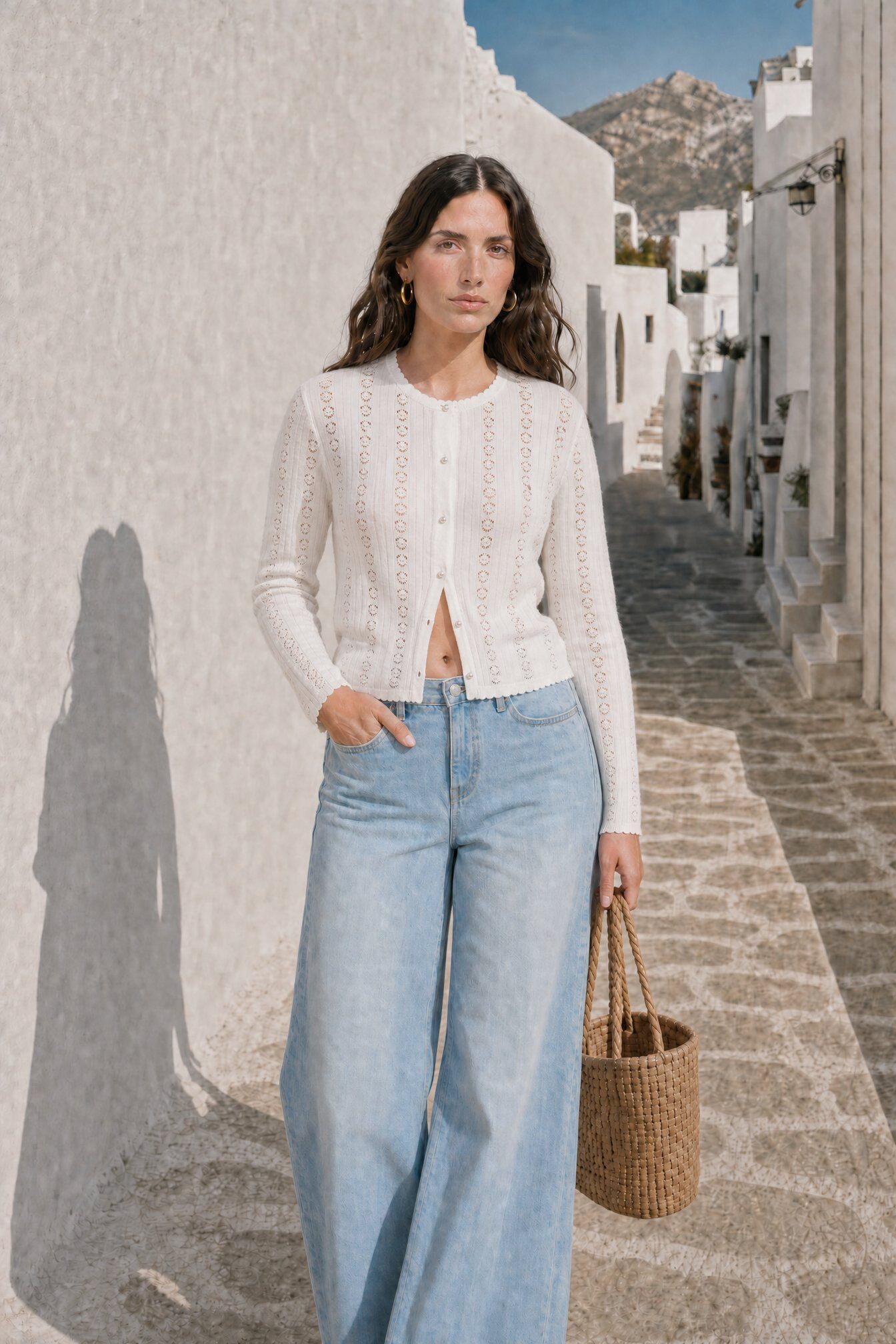 Wholesaler NATHAEL - Lightweight cotton cardigan with a round neckline