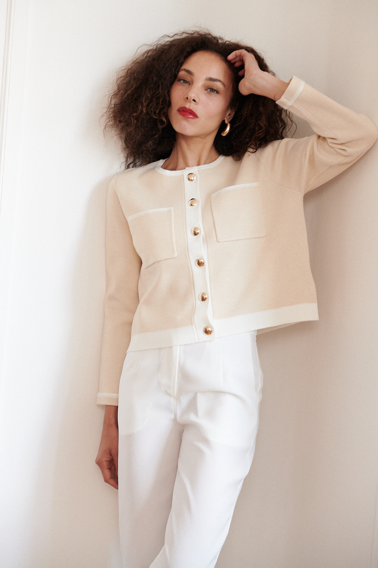 Großhändler NATHAEL - Wolljacke mit kontrastierenden Hakenfinish