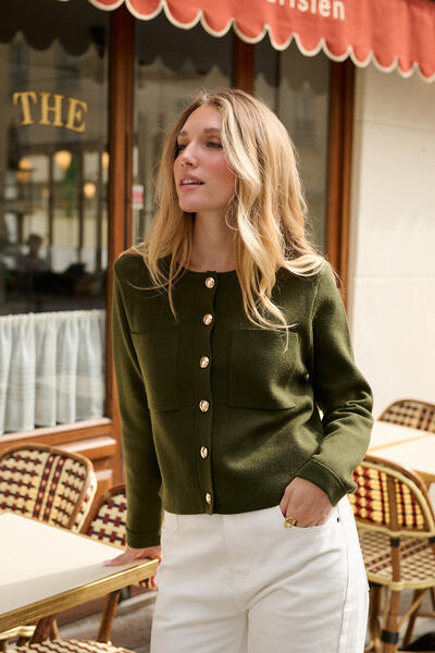 Grossiste NATHAEL - Veste Laine Finition Crochet Main Grossiste NATHAEL - Veste Laine Finition Crochet Main