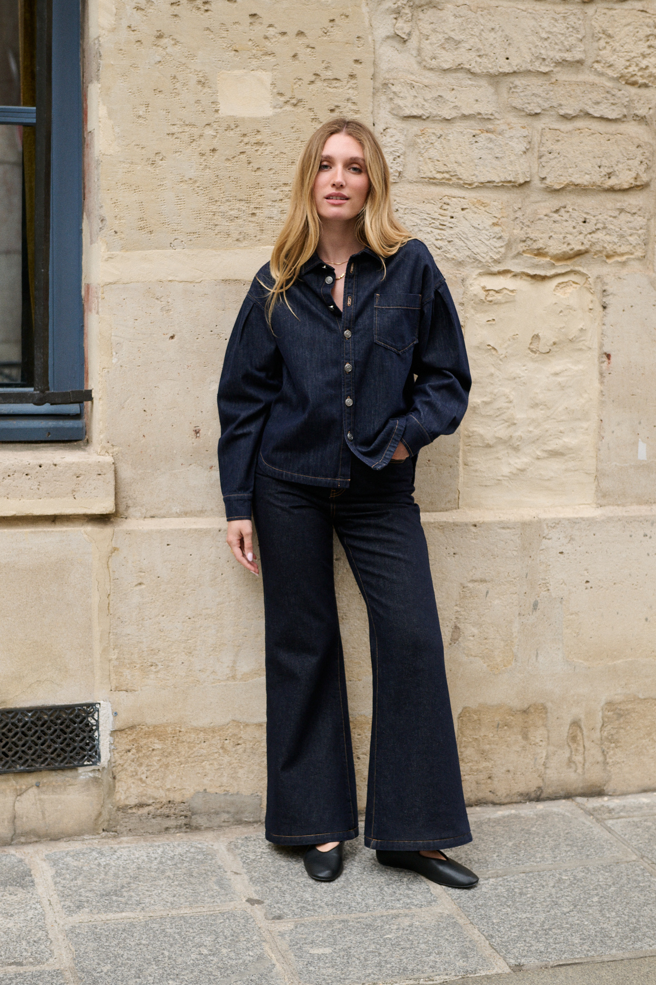 Grossiste NATHAEL - Jean Coton Flare Taille Haute