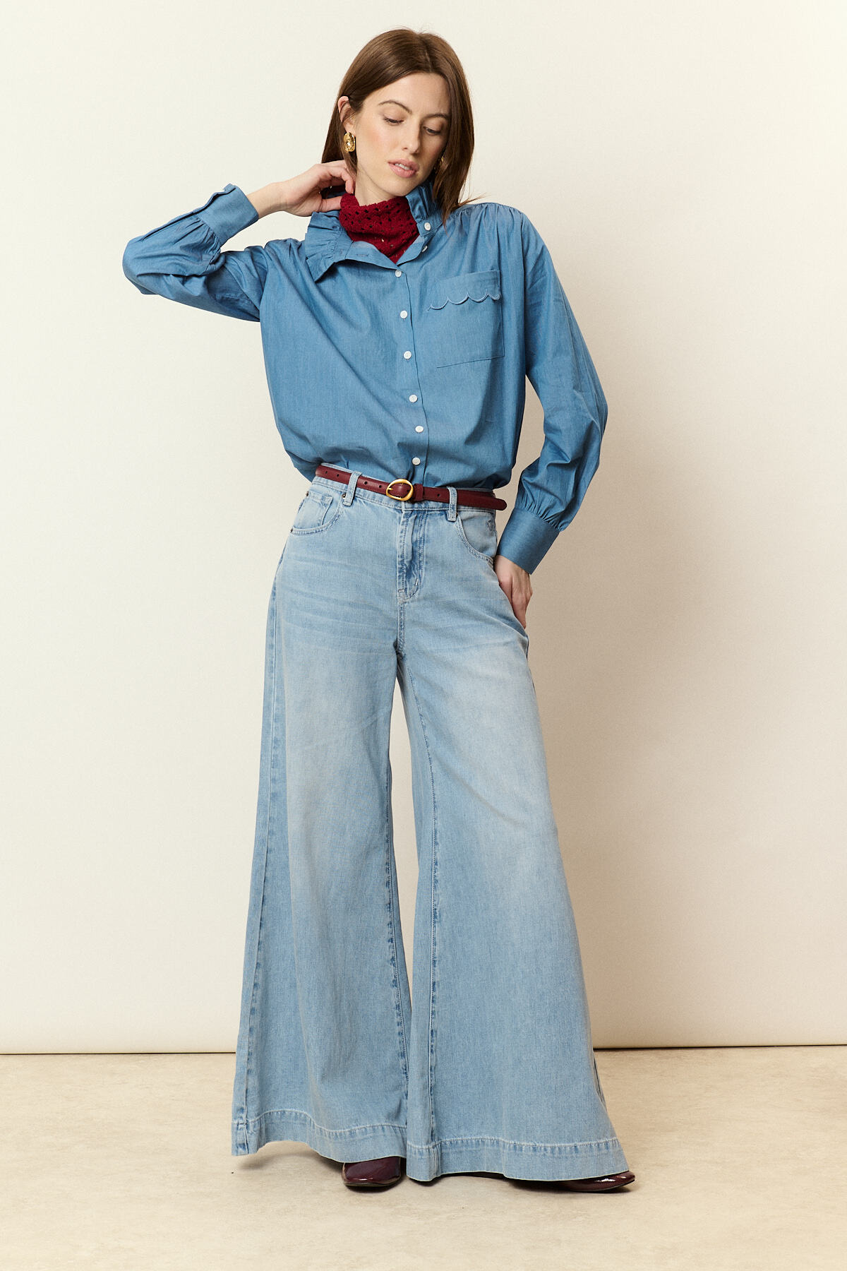 Wholesaler NATHAEL - High-Waisted Palazzo Jeans