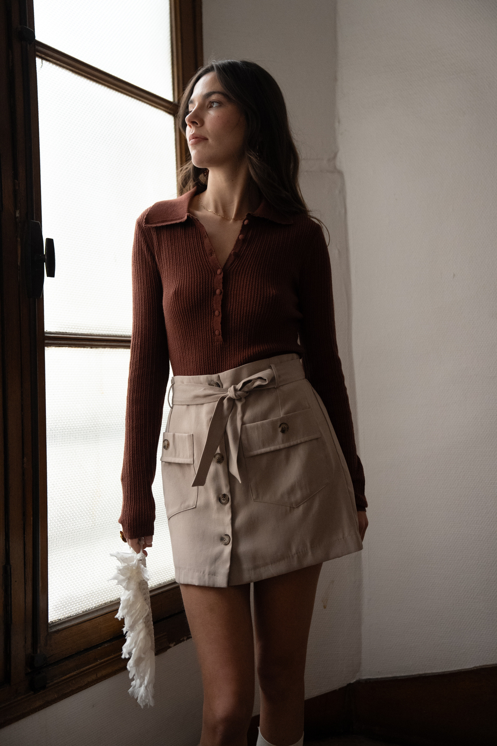 Wholesaler NATHAEL - High-waisted belted mini skirt