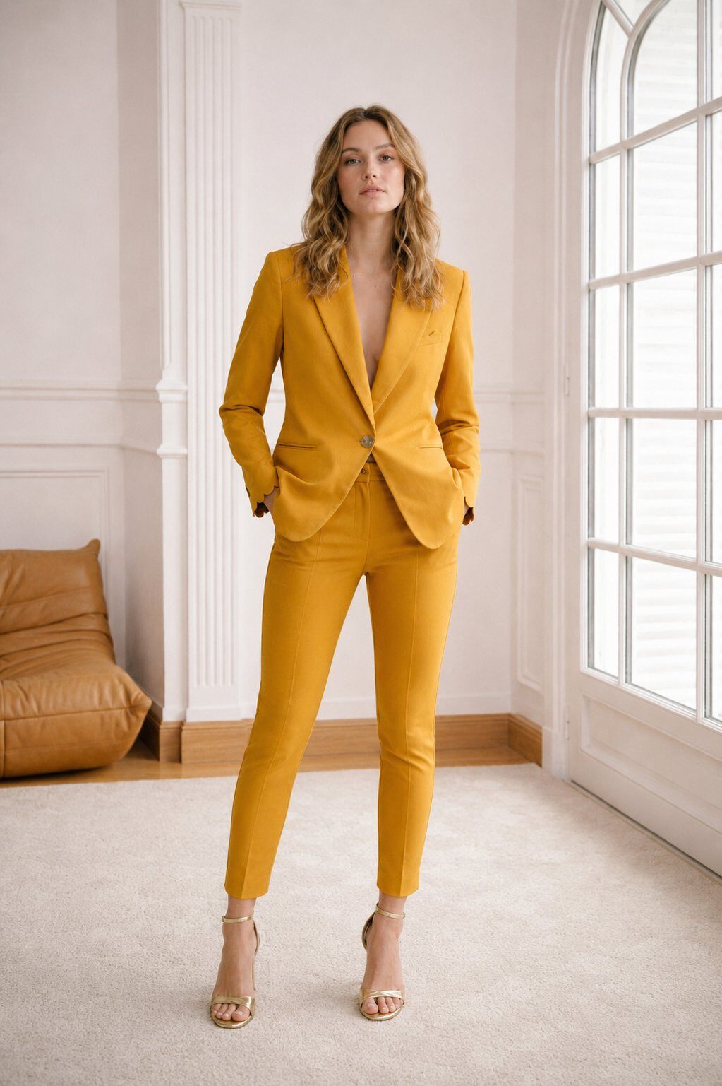 Mayorista NATHAEL - Pantalón de viscosa 7/8 con bolsillos festoneados