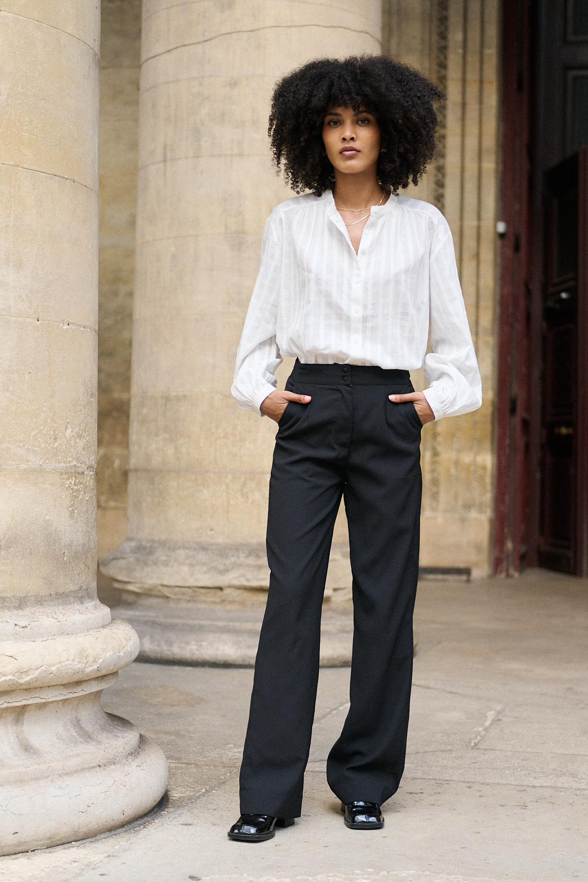Mayorista NATHAEL - Pantalones fluidos de pierna ancha y cintura alta