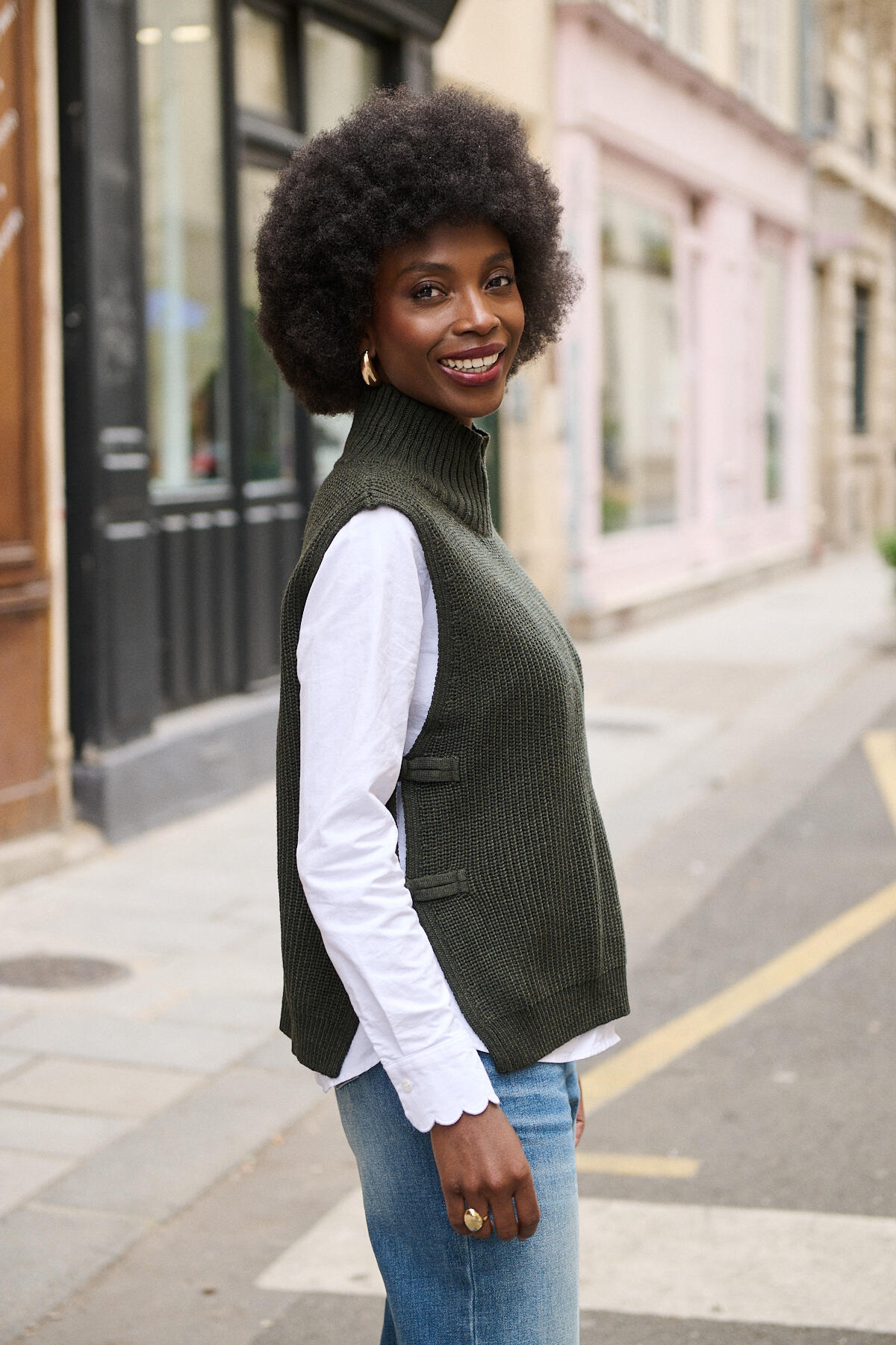 Grossiste NATHAEL - Pull Laine Sans Manches Col Montant