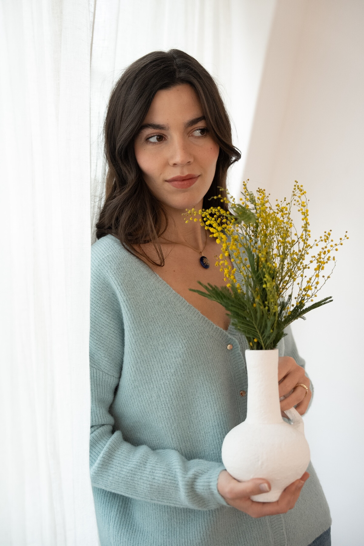 Mayorista NATHAEL - Cárdigan en alpaca y lana reversible V -necdo