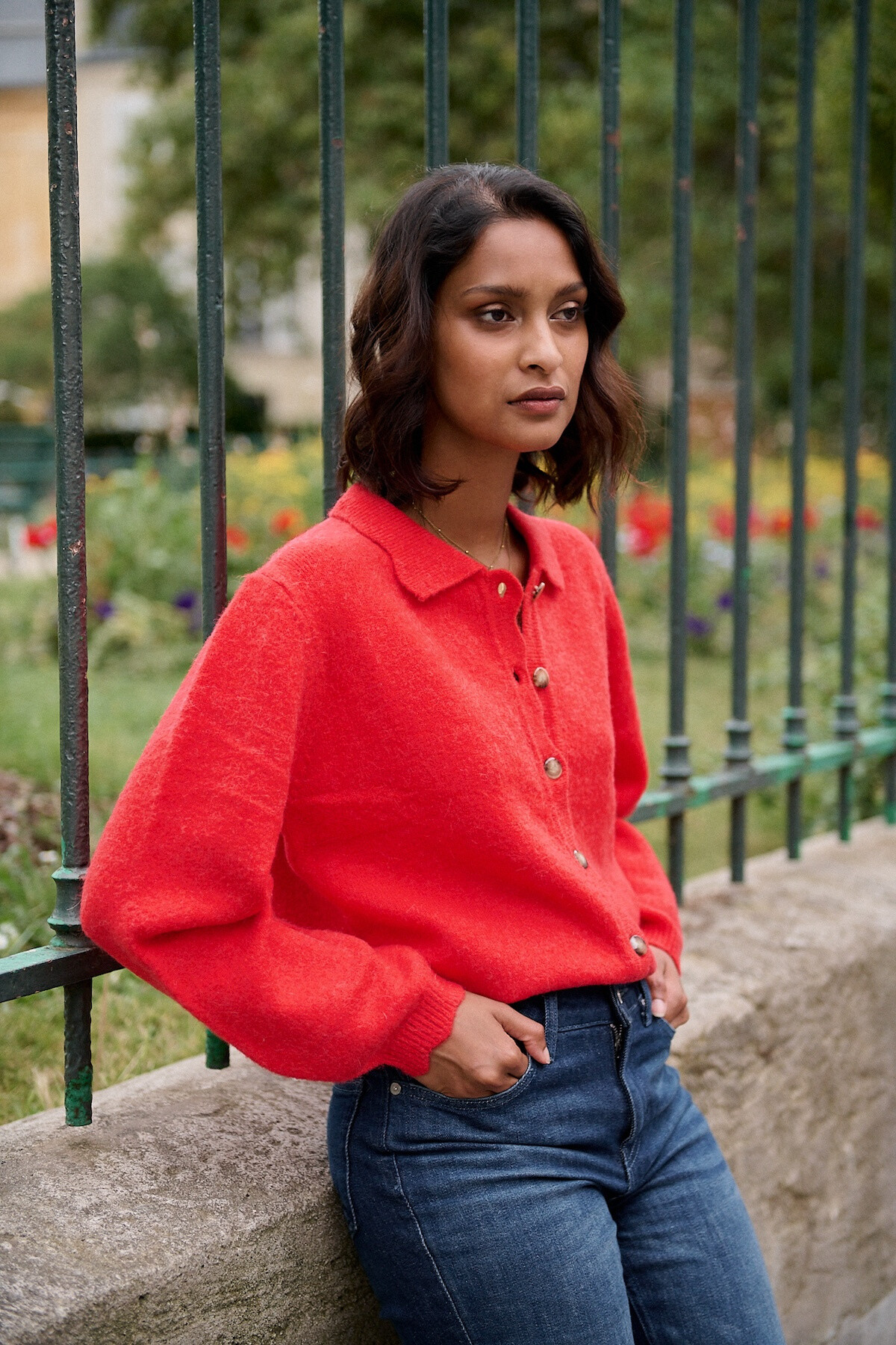 Grossiste NATHAEL - Cardigan en alpaga et laine avec col festonné