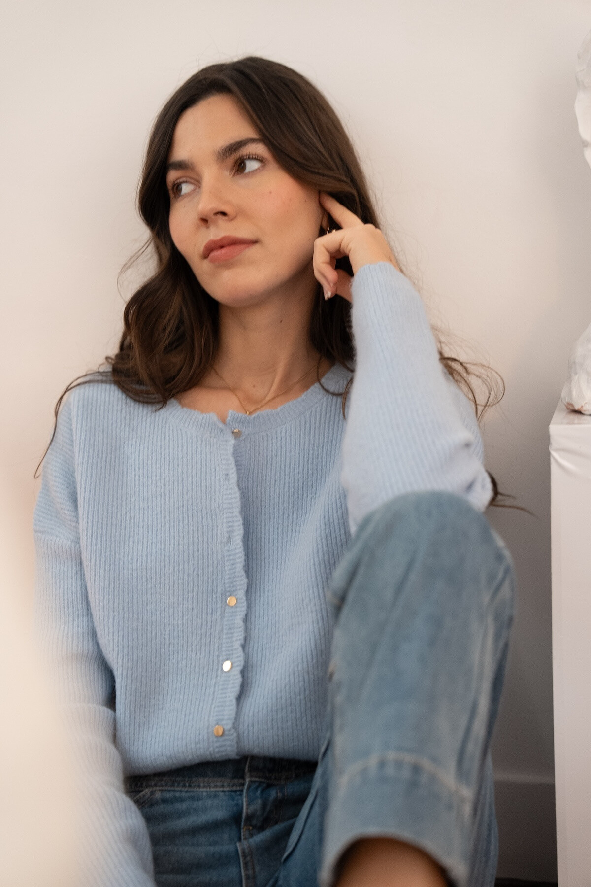 Grossiste NATHAEL - Cardigan en alpaga et laine réversible col rond