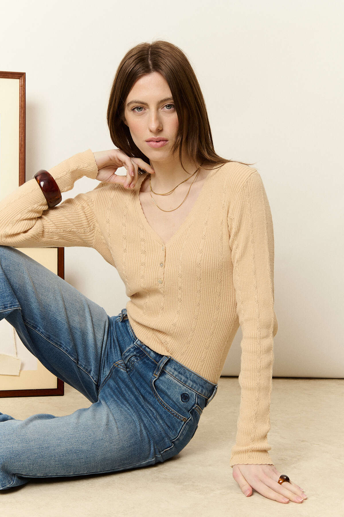 Wholesaler NATHAEL - V-Neck Cotton Sweater