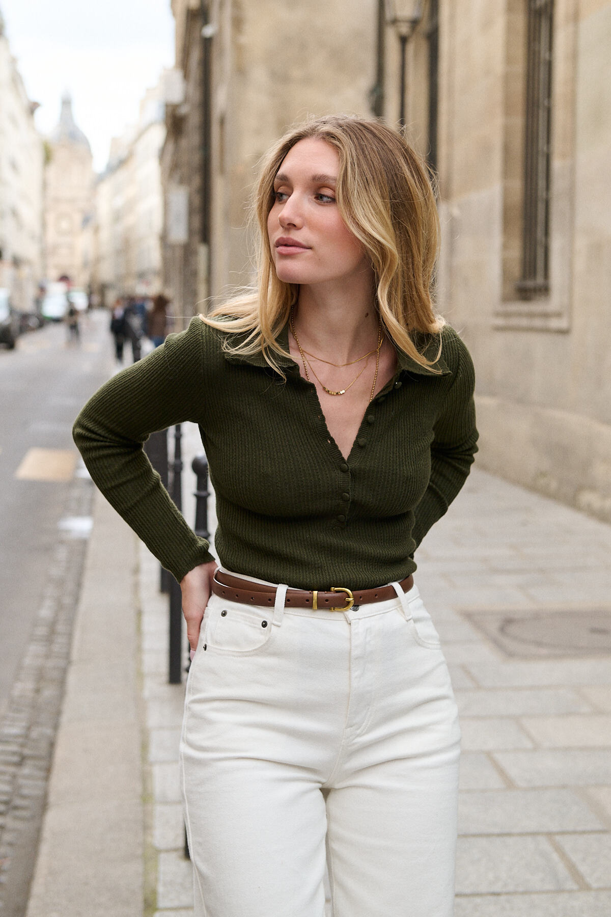 Grossiste NATHAEL - Polo Laine Coton Festonné — Manches longues